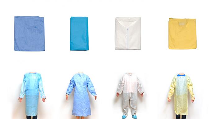 Vestido disponible amarillo del aislamiento de SBPP para el uso del hospital