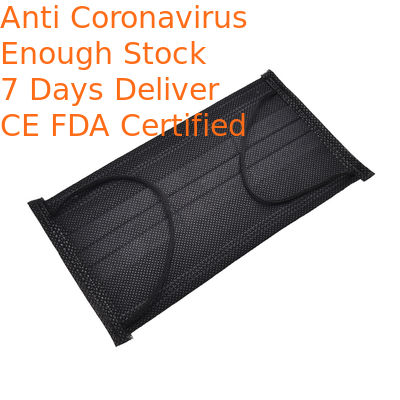 Reliable Disposable Black Surgical Mask , Black Earloop Mask For Building Site