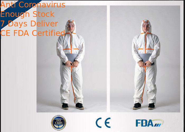 Latex Free Disposable Coverall Suit Fluid Resistant For Clinic / Medical Laboratory