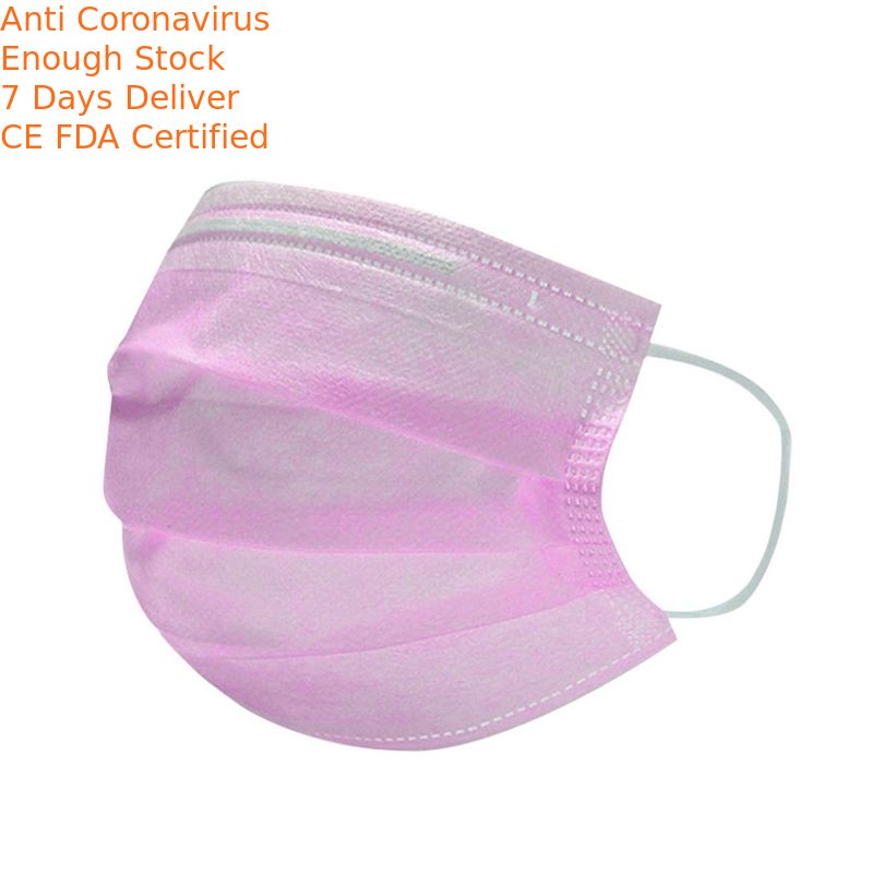 Skin Friendly Disposable Face Mask Pink Color Wind / Sunlight Prevent